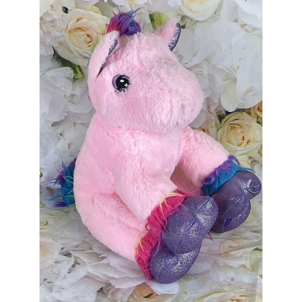 Pink Purple Rainbow HORSE Stuffed Animal Plush Bear Factory 2001 Sparkle Feet